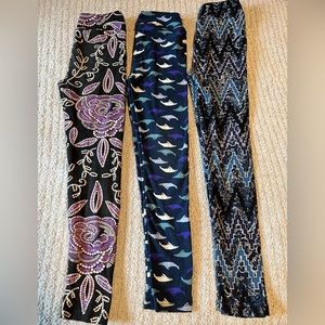 LuLaRoe Kid’s Leggings Size L/XL (Lot of 3) Blue & Purple